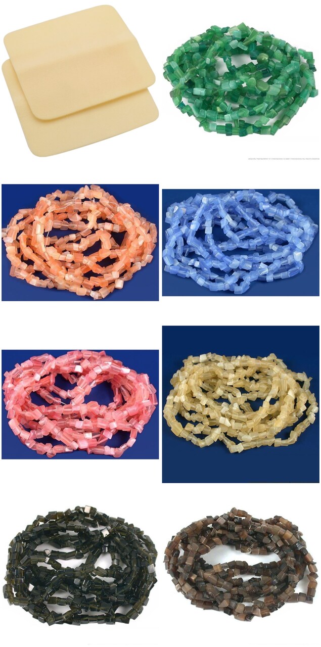 2 Beading Mats 8" x 8" & 7 Strands Glass & Chip Beads Various Colors and Sizes